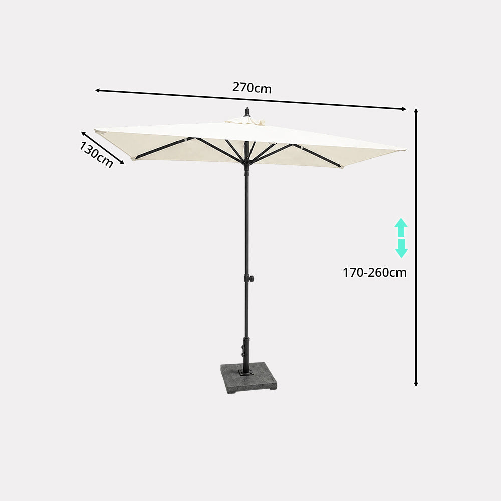 SOLARA Half Patio Umbrella Adjustable Height Waterproof Canopy Hand Crank for Balcony Patio Garden - White