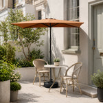 SOLARA Half Patio Umbrella Adjustable Height Waterproof Canopy Hand Crank for Balcony Patio Garden - Coffee
