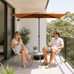 SOLARA Half Patio Umbrella Adjustable Height Waterproof Canopy Hand Crank for Balcony Patio Garden - Coffee