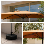 SOLARA Half Patio Umbrella Adjustable Height Waterproof Canopy Hand Crank for Balcony Patio Garden - Coffee