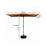 SOLARA Half Patio Umbrella Adjustable Height Waterproof Canopy Hand Crank for Balcony Patio Garden - Coffee