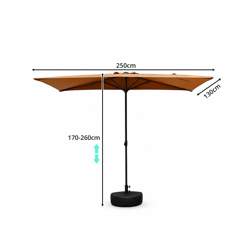 SOLARA Half Patio Umbrella Adjustable Height Waterproof Canopy Hand Crank for Balcony Patio Garden - Coffee