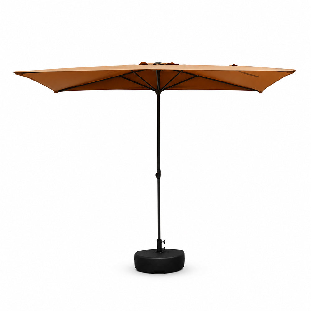 SOLARA Half Patio Umbrella Adjustable Height Waterproof Canopy Hand Crank for Balcony Patio Garden - Coffee