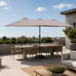 SOLARA Rectangular Outdoor Umbrella Large Shade Coverage Waterproof Steel Frame for Patio & Outdoor Dining - Coffee