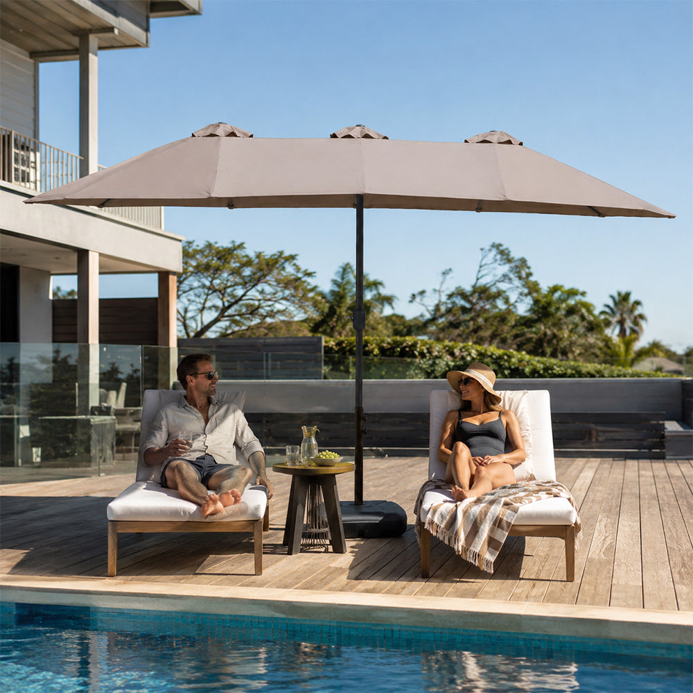 SOLARA Rectangular Outdoor Umbrella Large Shade Coverage Waterproof Steel Frame for Patio & Outdoor Dining - Coffee
