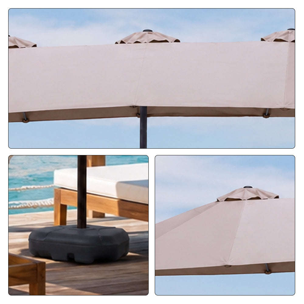 SOLARA Rectangular Outdoor Umbrella Large Shade Coverage Waterproof Steel Frame for Patio & Outdoor Dining - Coffee