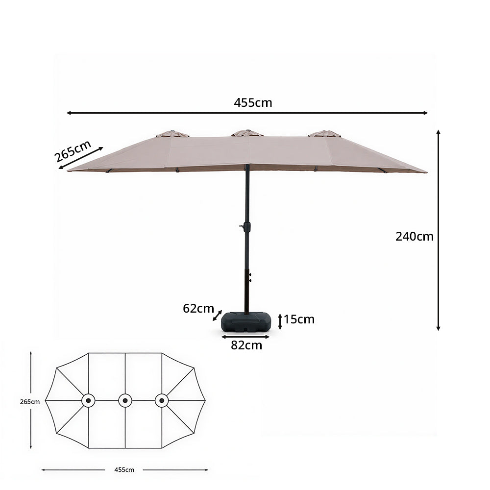 SOLARA Rectangular Outdoor Umbrella Large Shade Coverage Waterproof Steel Frame for Patio & Outdoor Dining - Coffee