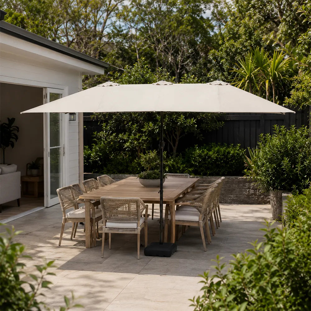 SOLARA Rectangular Outdoor Umbrella Large Shade Coverage Waterproof Steel Frame for Patio & Outdoor Dining - White