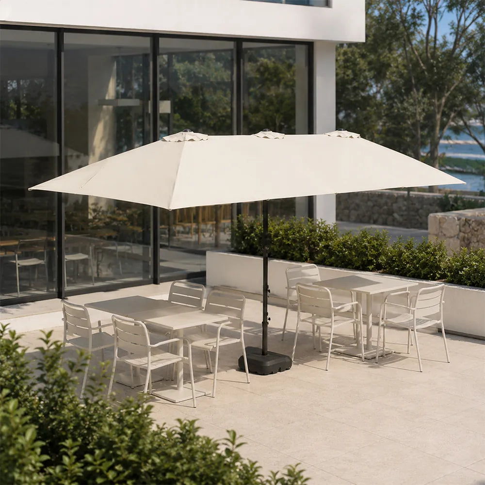 SOLARA Rectangular Outdoor Umbrella Large Shade Coverage Waterproof Steel Frame for Patio & Outdoor Dining - White