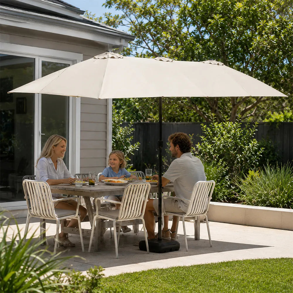 SOLARA Rectangular Outdoor Umbrella Large Shade Coverage Waterproof Steel Frame for Patio & Outdoor Dining - White