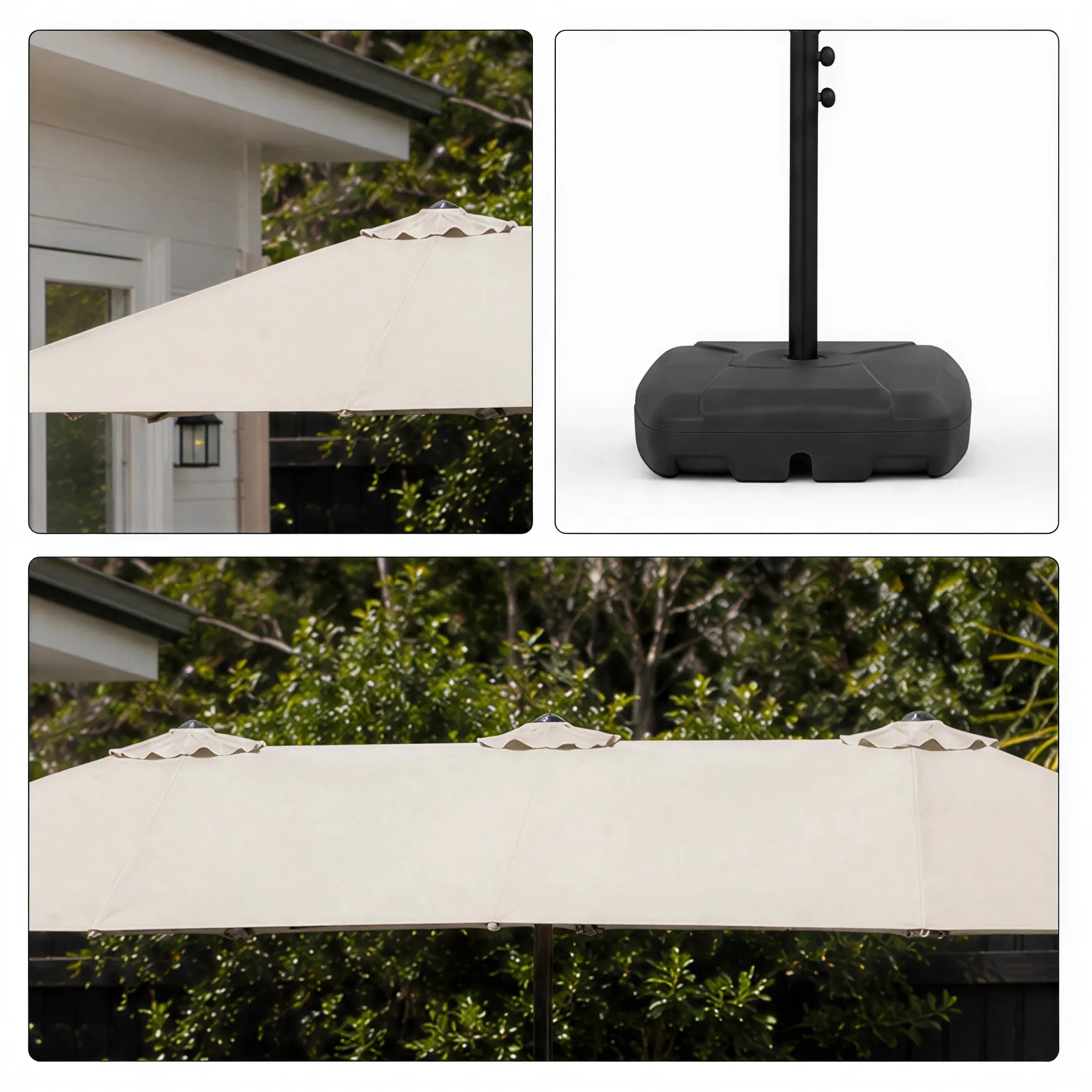 SOLARA Rectangular Outdoor Umbrella Large Shade Coverage Waterproof Steel Frame for Patio & Outdoor Dining - White