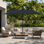 SOLARA Rectangular Outdoor Umbrella Large Shade Coverage Waterproof Steel Frame for Patio & Outdoor Dining - Black