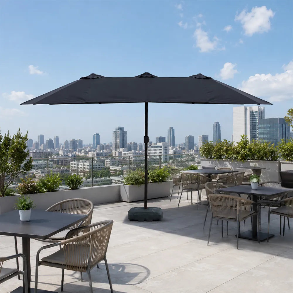 SOLARA Rectangular Outdoor Umbrella Large Shade Coverage Waterproof Steel Frame for Patio & Outdoor Dining - Black