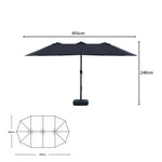 SOLARA Rectangular Outdoor Umbrella Large Shade Coverage Waterproof Steel Frame for Patio & Outdoor Dining - Black