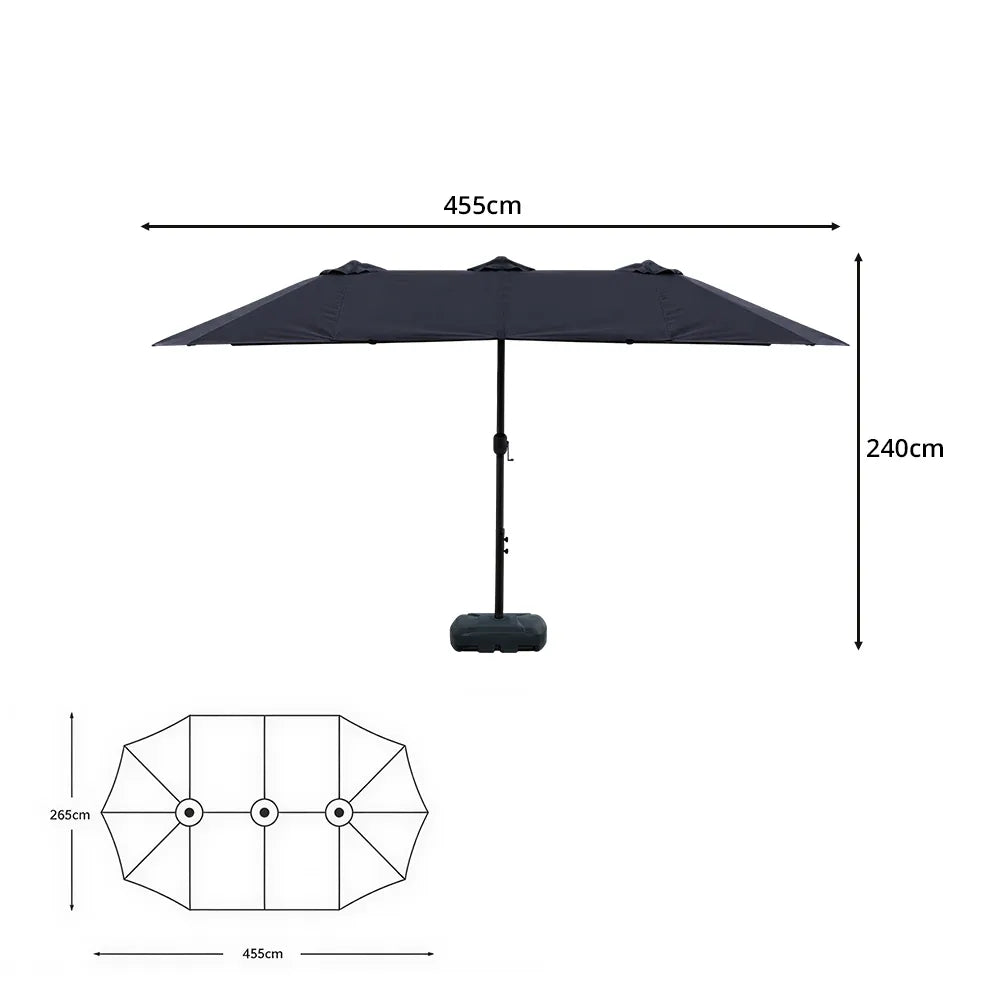 SOLARA Rectangular Outdoor Umbrella Large Shade Coverage Waterproof Steel Frame for Patio & Outdoor Dining - Black