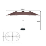 SOLARA Rectangular Outdoor Umbrella Large Shade Coverage Waterproof Steel Frame for Patio & Outdoor Dining - Brown