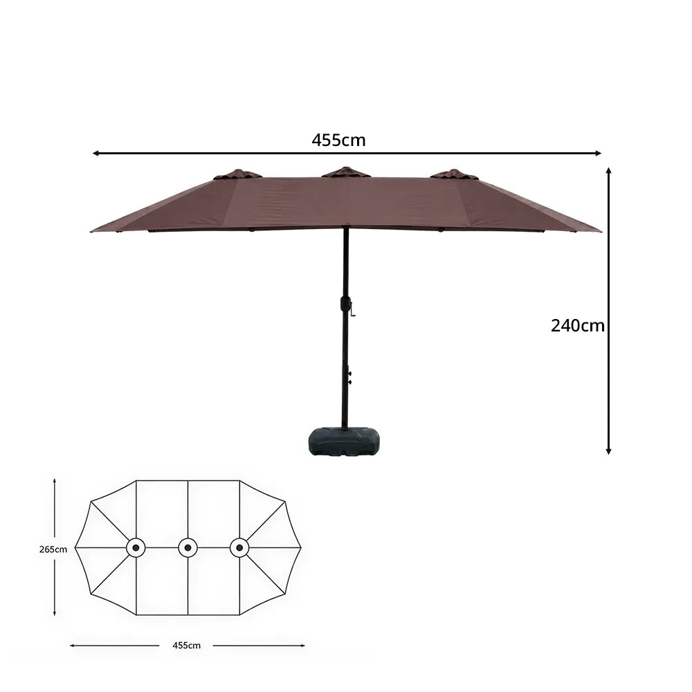 SOLARA Rectangular Outdoor Umbrella Large Shade Coverage Waterproof Steel Frame for Patio & Outdoor Dining - Brown