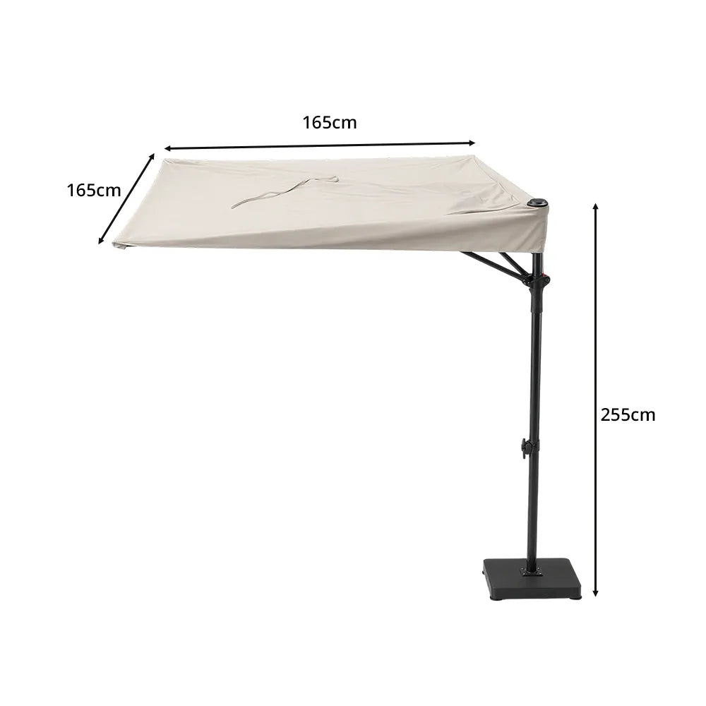 SOLARA Corner Pole Outdoor Umbrella 360-Degree Rotation Waterproof Adjustable Shade for Patio & Balcony