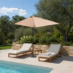 SOLARA Wall-Side Outdoor Umbrella Adjustable Height Waterproof Half Canopy for Balcony & Patio - Coffee