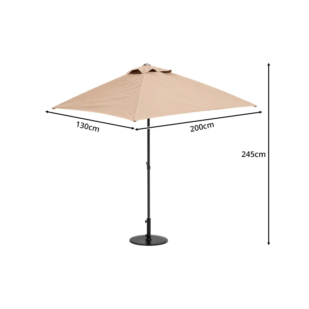 SOLARA Wall-Side Outdoor Umbrella Adjustable Height Waterproof Half Canopy for Balcony & Patio - Coffee