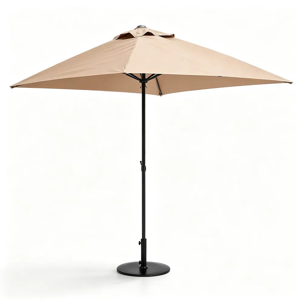 SOLARA Wall-Side Outdoor Umbrella Adjustable Height Waterproof Half Canopy for Balcony & Patio - Coffee