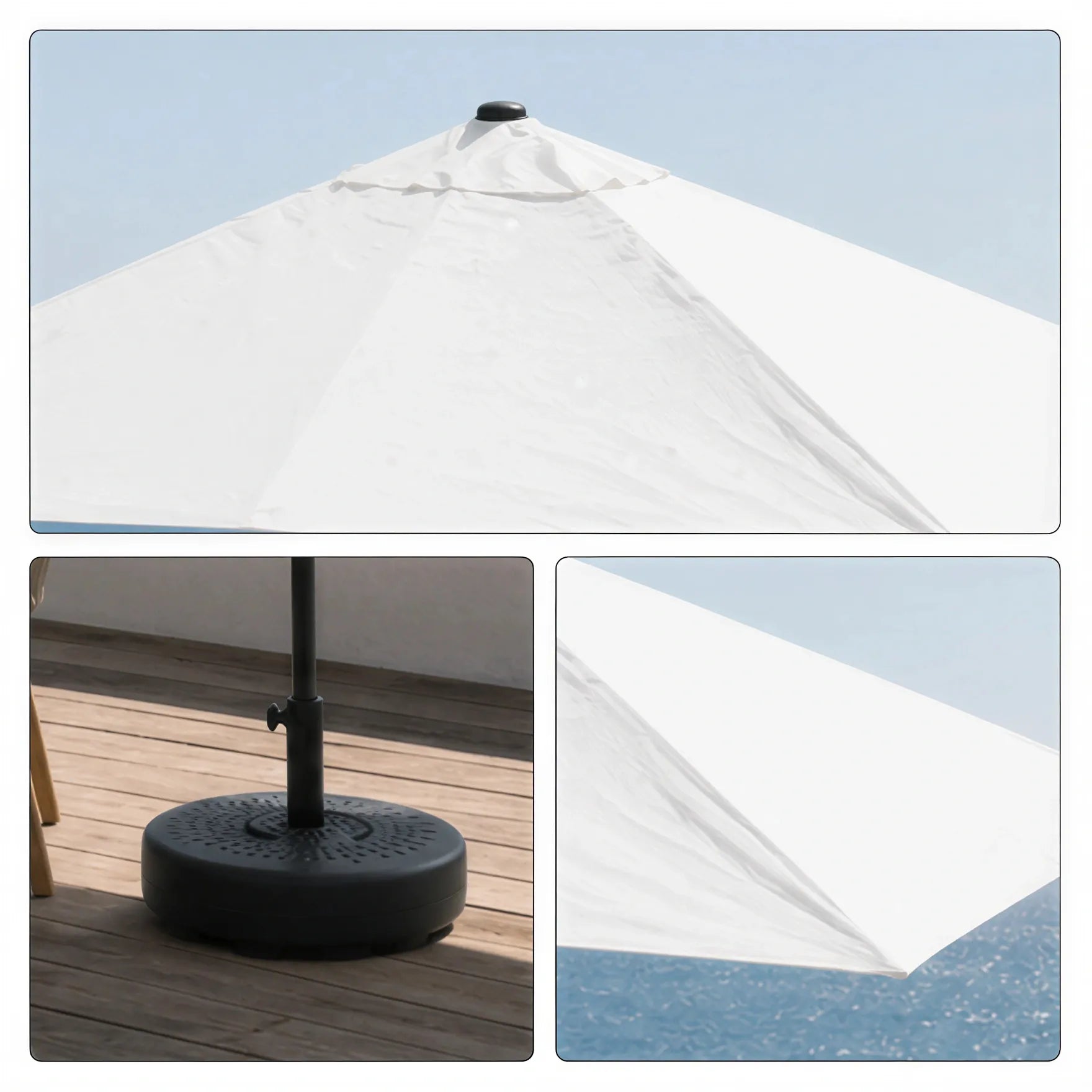 SOLARA Wall-Side Outdoor Umbrella Adjustable Height Waterproof Half Canopy for Balcony & Patio - White