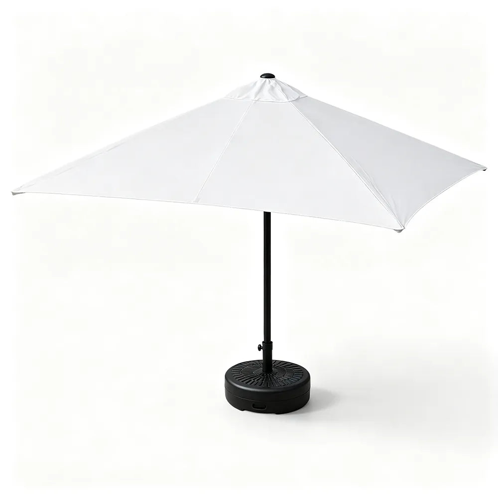 SOLARA Wall-Side Outdoor Umbrella Adjustable Height Waterproof Half Canopy for Balcony & Patio - White