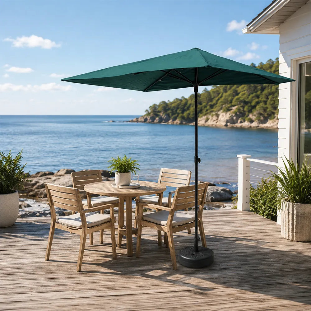 SOLARA Wall-Side Outdoor Umbrella Adjustable Height Waterproof Half Canopy for Balcony & Patio - Green