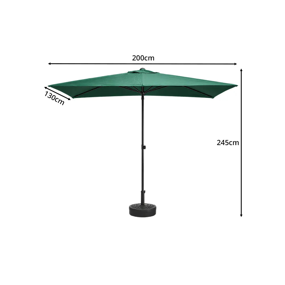 SOLARA Wall-Side Outdoor Umbrella Adjustable Height Waterproof Half Canopy for Balcony & Patio - Green