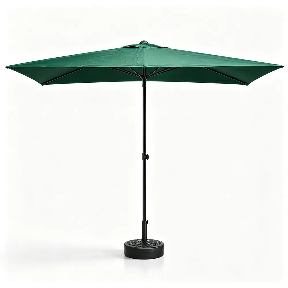 SOLARA Wall-Side Outdoor Umbrella Adjustable Height Waterproof Half Canopy for Balcony & Patio - Green