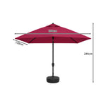 SOLARA Wall-Side Outdoor Umbrella Adjustable Height Waterproof Half Canopy for Balcony & Patio - Red