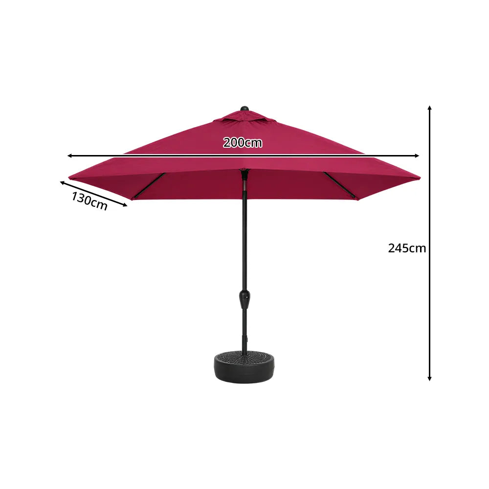 SOLARA Wall-Side Outdoor Umbrella Adjustable Height Waterproof Half Canopy for Balcony & Patio - Red