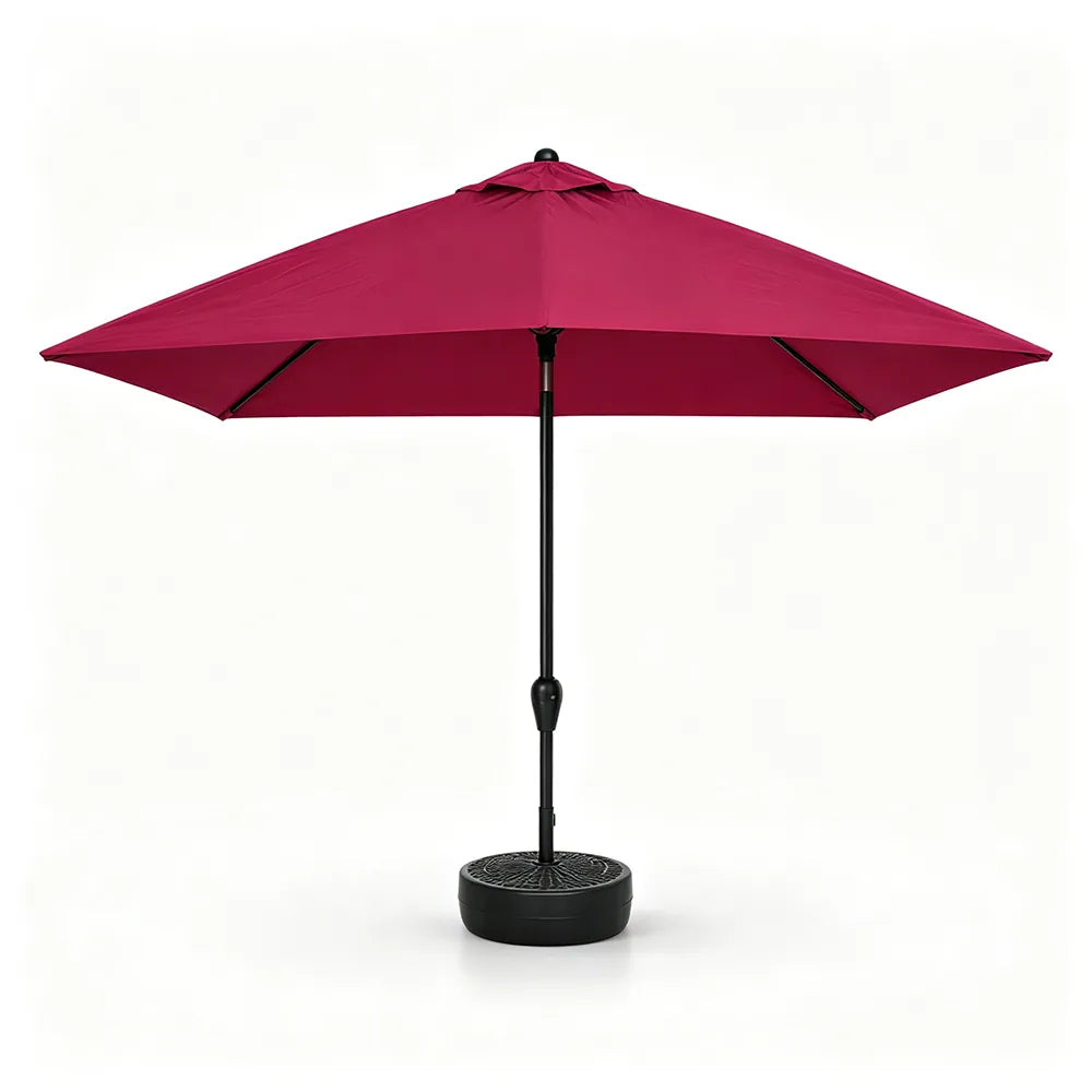 SOLARA Wall-Side Outdoor Umbrella Adjustable Height Waterproof Half Canopy for Balcony & Patio - Red