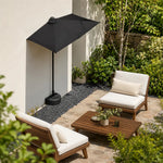 SOLARA Wall-Side Outdoor Umbrella Adjustable Height Waterproof Half Canopy for Balcony & Patio - Black