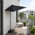 SOLARA Wall-Side Outdoor Umbrella Adjustable Height Waterproof Half Canopy for Balcony & Patio - Black