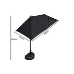 SOLARA Wall-Side Outdoor Umbrella Adjustable Height Waterproof Half Canopy for Balcony & Patio - Black