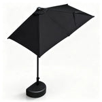 SOLARA Wall-Side Outdoor Umbrella Adjustable Height Waterproof Half Canopy for Balcony & Patio - Black