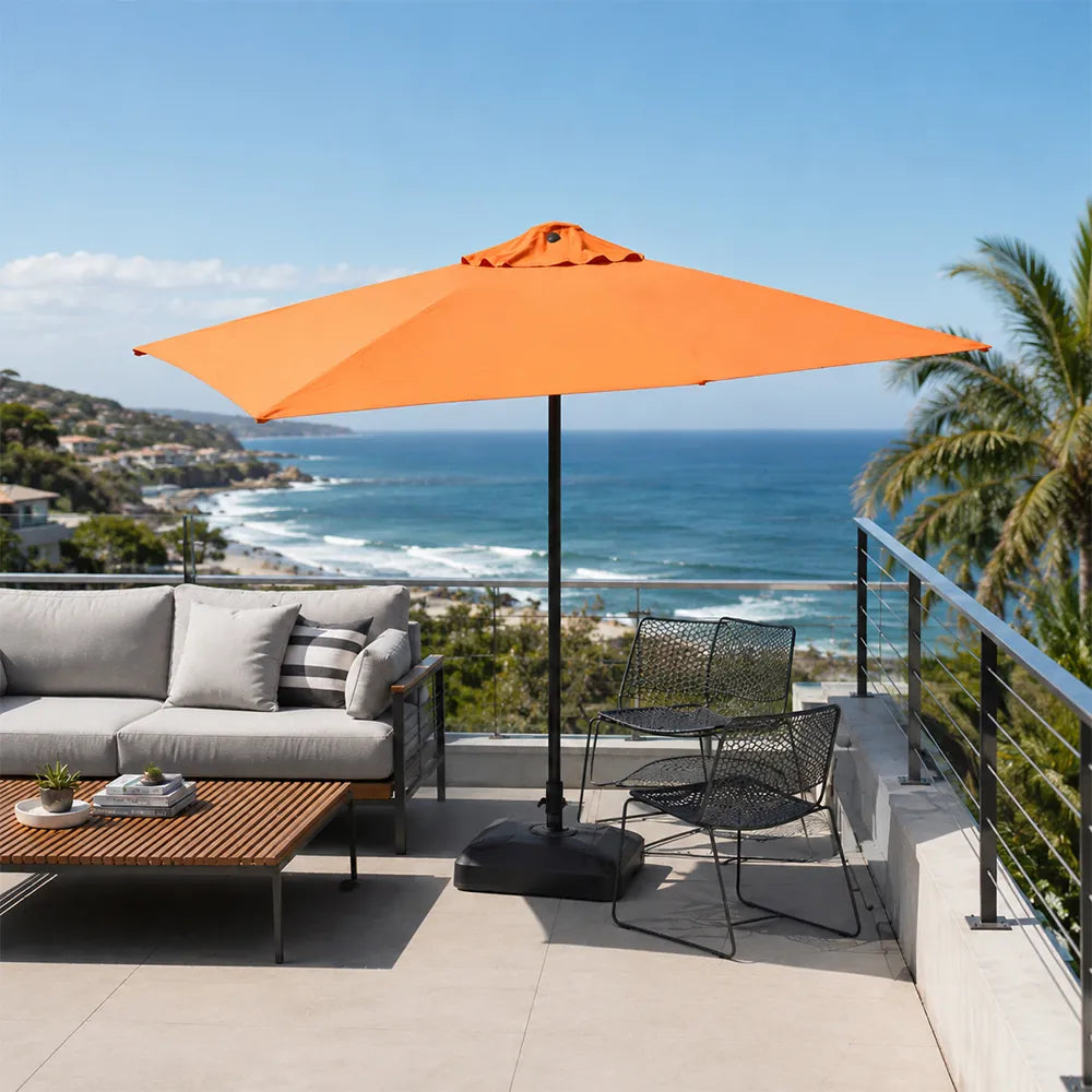 SOLARA Rectangular Patio Umbrella Large Shade Waterproof Wind-Resistant Canopy for Garden & Terrace - Orange