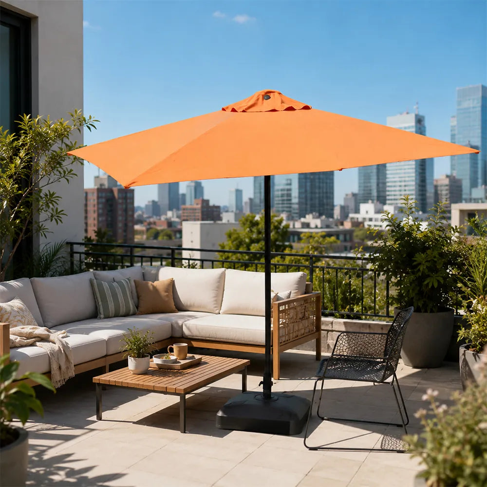 SOLARA Rectangular Patio Umbrella Large Shade Waterproof Wind-Resistant Canopy for Garden & Terrace - Orange