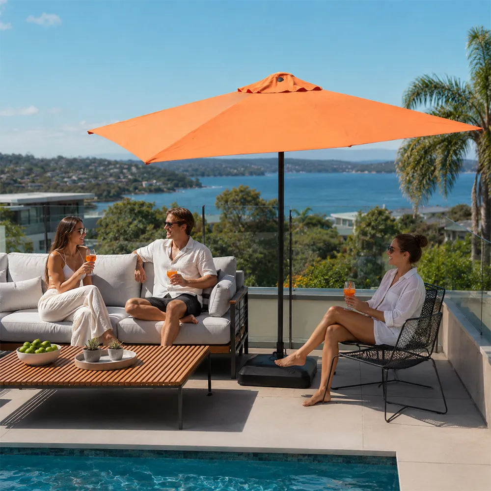 SOLARA Rectangular Patio Umbrella Large Shade Waterproof Wind-Resistant Canopy for Garden & Terrace - Orange