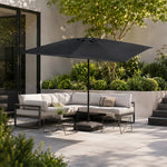 SOLARA Rectangular Patio Umbrella Large Shade Waterproof Wind-Resistant Canopy for Garden & Terrace - Black
