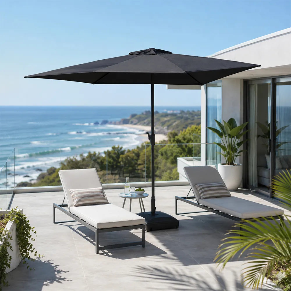 SOLARA Rectangular Patio Umbrella Large Shade Waterproof Wind-Resistant Canopy for Garden & Terrace - Black