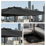 SOLARA Rectangular Patio Umbrella Large Shade Waterproof Wind-Resistant Canopy for Garden & Terrace - Black