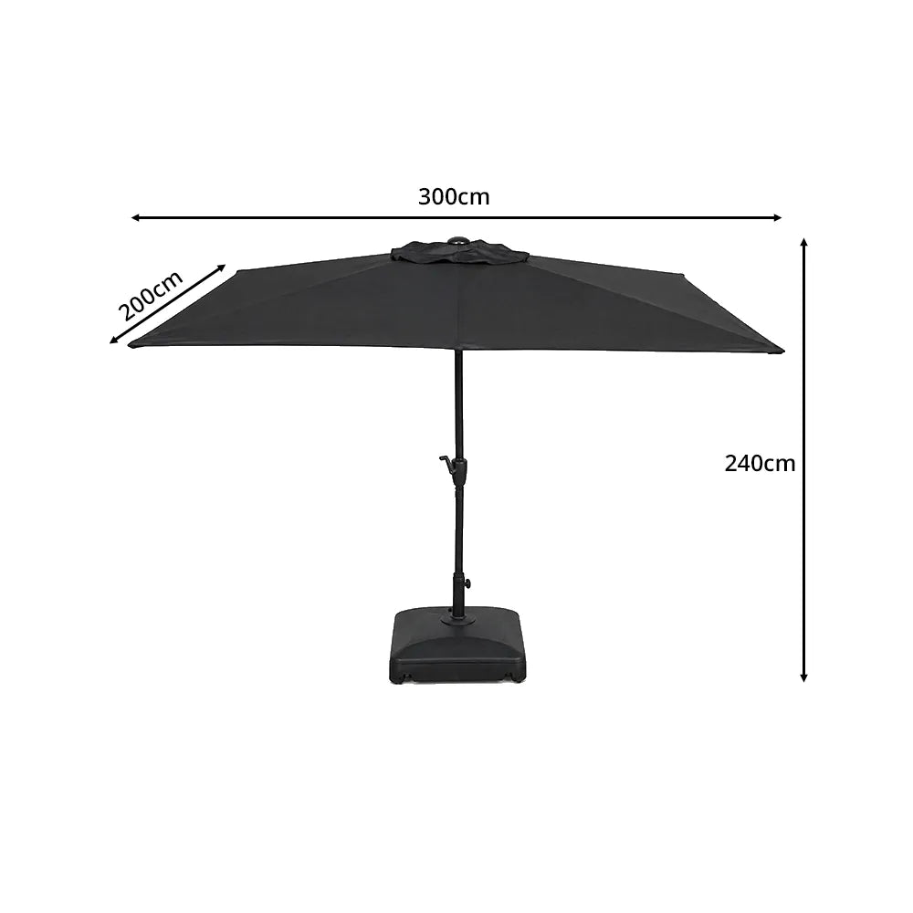 SOLARA Rectangular Patio Umbrella Large Shade Waterproof Wind-Resistant Canopy for Garden & Terrace - Black