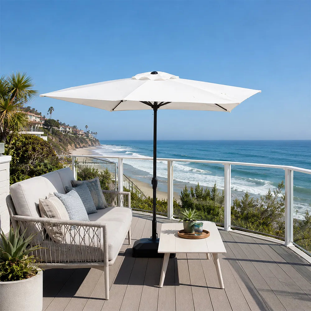 SOLARA Rectangular Patio Umbrella Large Shade Waterproof Wind-Resistant Canopy for Garden & Terrace - White