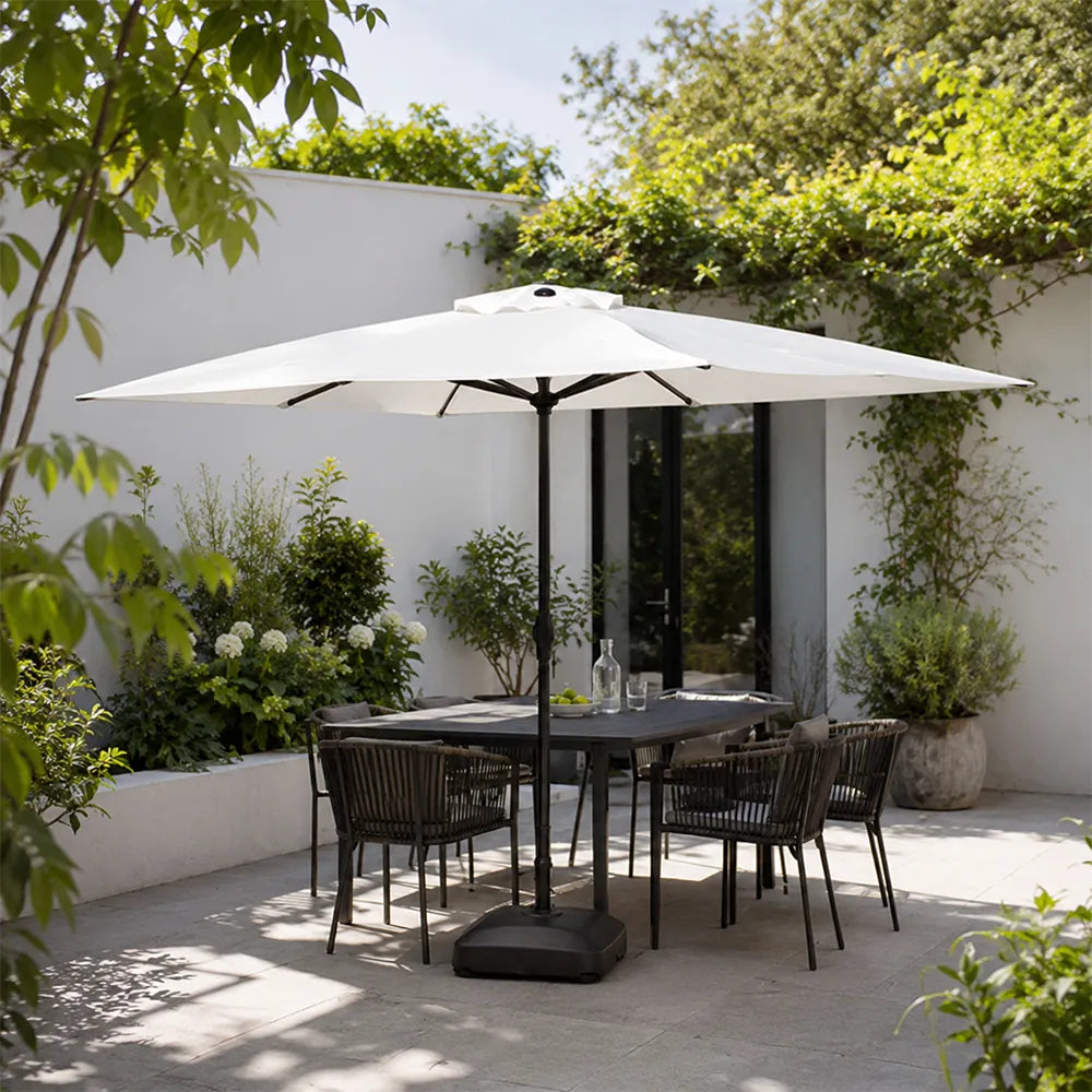 SOLARA Rectangular Patio Umbrella Large Shade Waterproof Wind-Resistant Canopy for Garden & Terrace - White