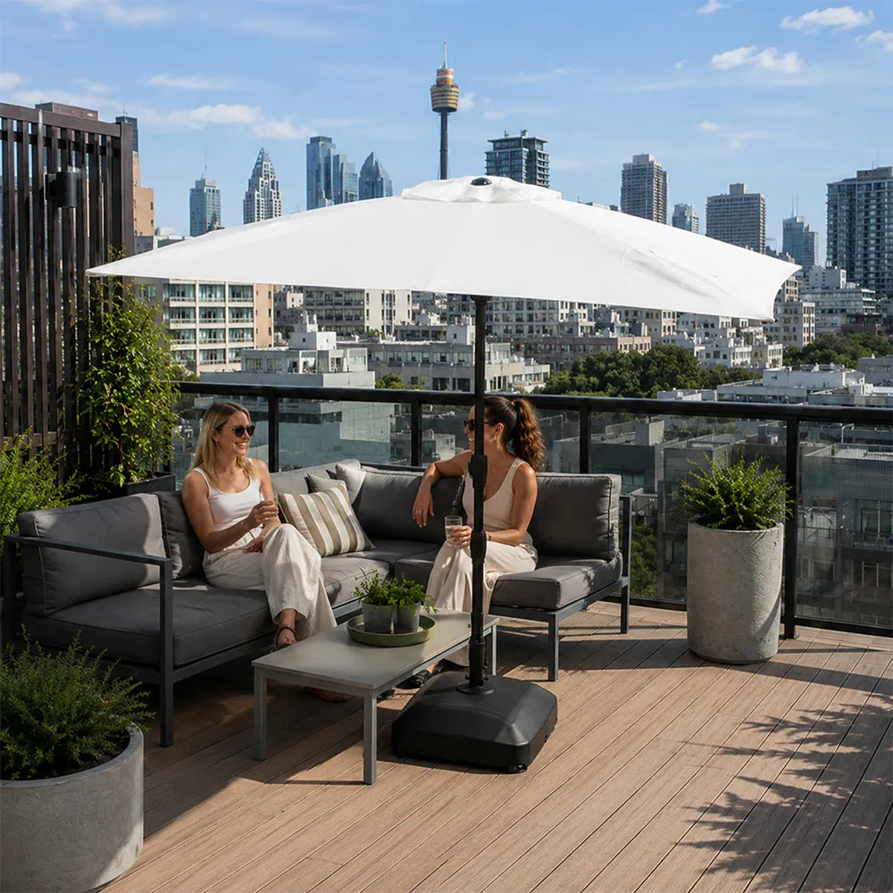 SOLARA Rectangular Patio Umbrella Large Shade Waterproof Wind-Resistant Canopy for Garden & Terrace - White