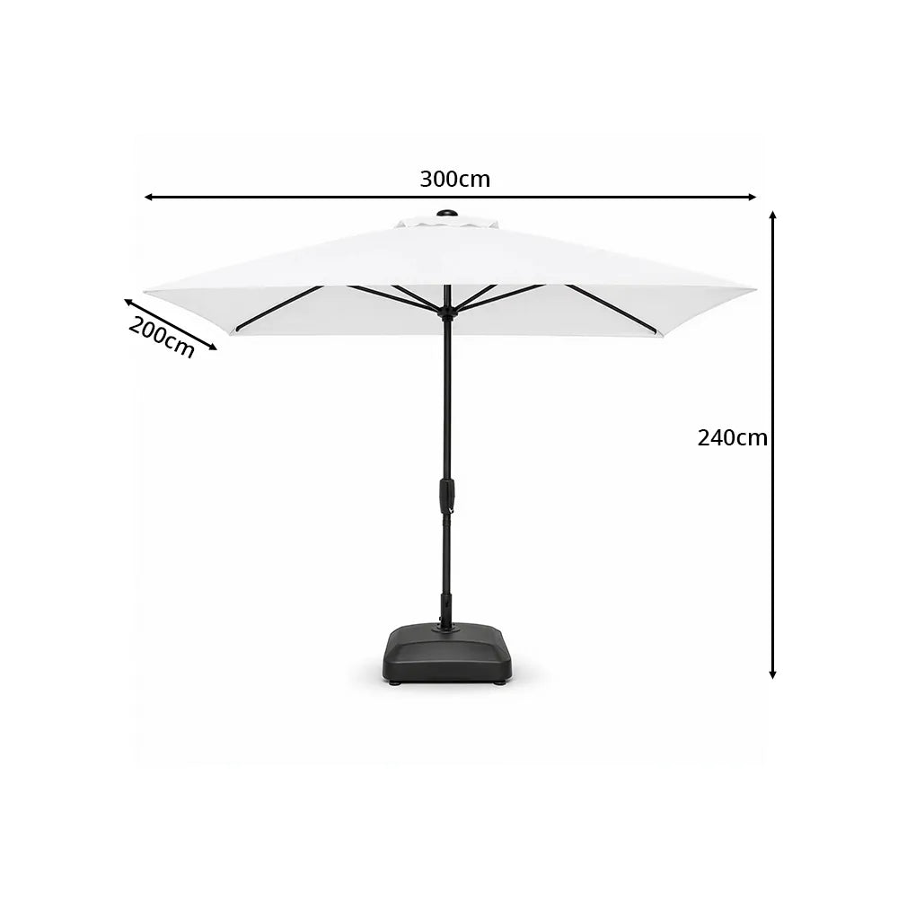 SOLARA Rectangular Patio Umbrella Large Shade Waterproof Wind-Resistant Canopy for Garden & Terrace - White