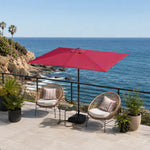 SOLARA Rectangular Patio Umbrella Large Shade Waterproof Wind-Resistant Canopy for Garden & Terrace - Red