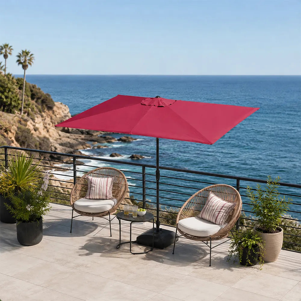 SOLARA Rectangular Patio Umbrella Large Shade Waterproof Wind-Resistant Canopy for Garden & Terrace - Red